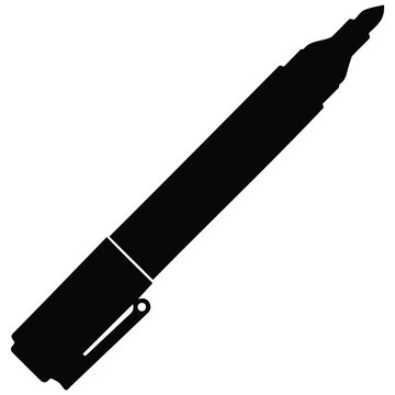 Marker pen writing drawing tool vector silhouette illustration office art supply.