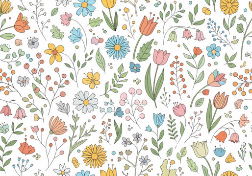 Creative flower pattern background vector artistic masterly drawing