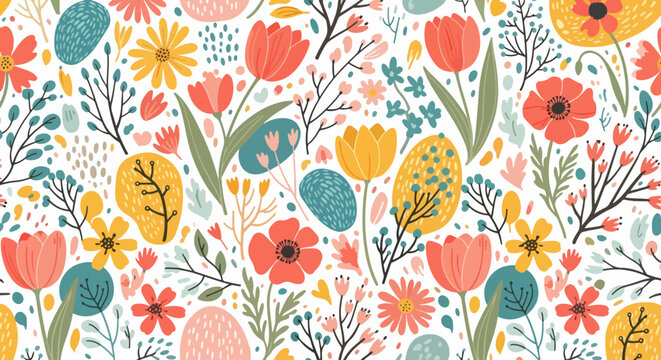 Striking flower pattern background vector high contrast balance