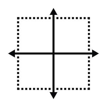 coordinate system axes with dotted square boundary