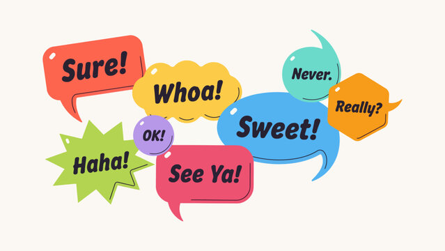 Collection Of Colorful Speech Bubbles And Comic Book Text Elements In A Flat Vector Style chat bubble balloon