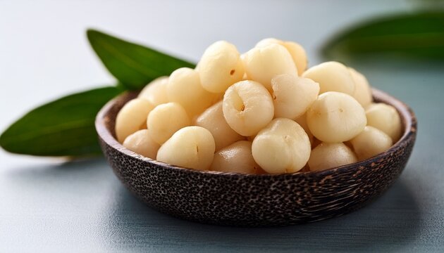 Fresh White Pineberries With Green Leaves