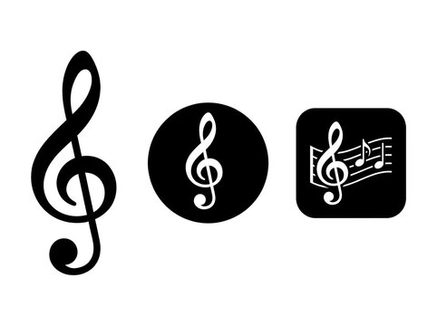 Music note icons on black and white backgrounds flat vector illustration.