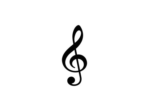 Treble clef icon on a white background simple musical symbol for audio and composition