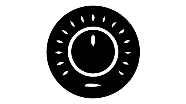 Vintage volume knob icon, retro rotary dial control vector, black and white analog adjustment switch for audio equipment