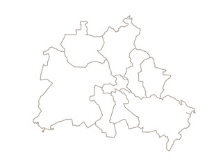 Obraz premium Berlin District Outline Map Vector Illustration