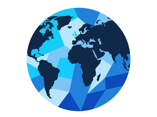 Fototapeta premium Geometric Blue Low Poly World Globe Illustration