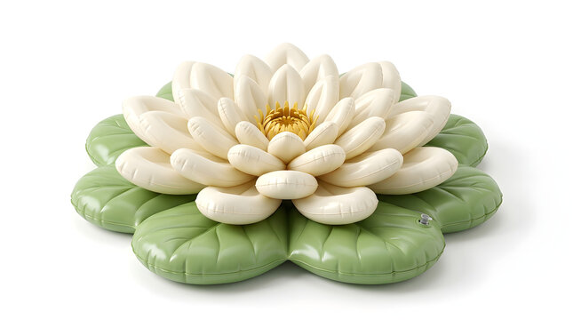 Inflatable water lily pool float isolated on white background