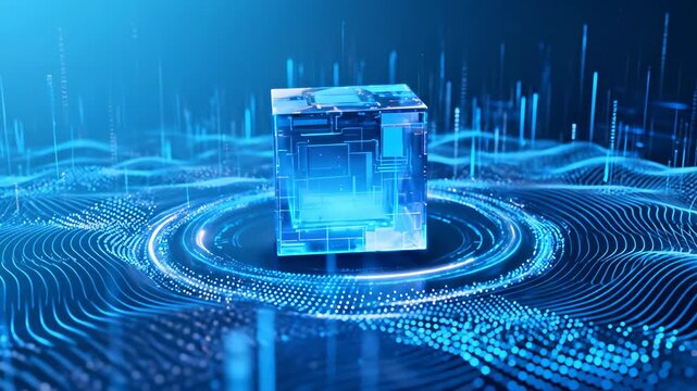 Quantum computer processor cube on digital network matrix with binary data stream