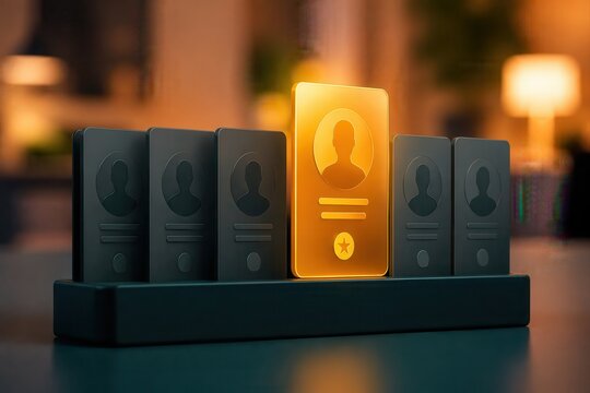 Gold profile card standing out in a dark user directory lineup