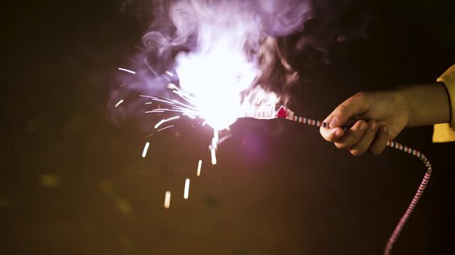 women Playing With Sparkler Firework During Indian Festival Of Lights diwali Celebration