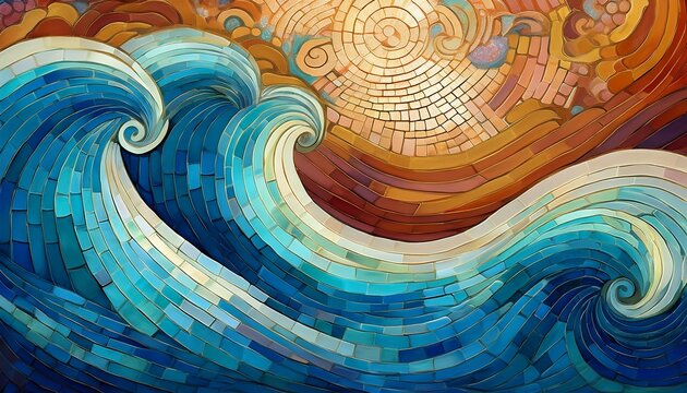 Greek Wave Mosaic Background