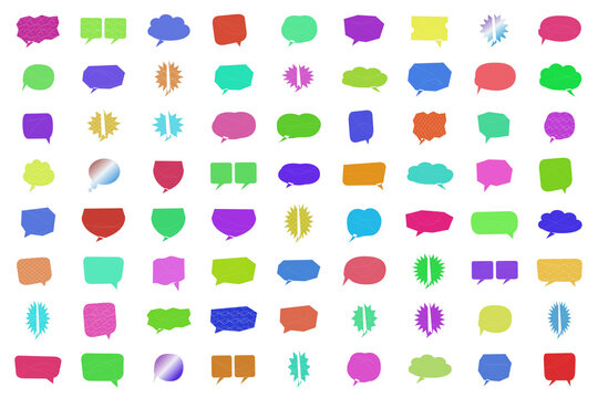 Colorful set of flat heart icons with different shapes and styles isolated on transparent background