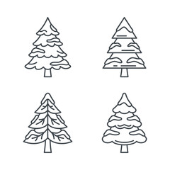 Obraz premium A collection of four stylized pine trees showcasing various snowy designs and shapes