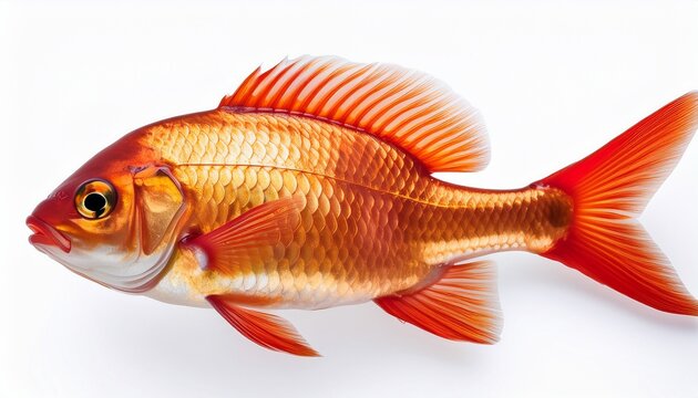 Gold Fish Red Drum Sciaenops Ocellatus Isolated On White Background