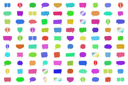 Colorful set of flat icons with different shapes and objects isolated on transparent background