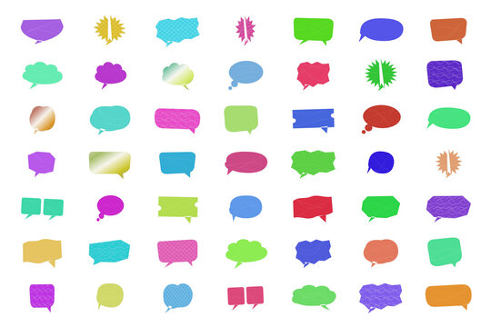 Colorful set of flat icons with various objects and emoticons isolated on transparent background