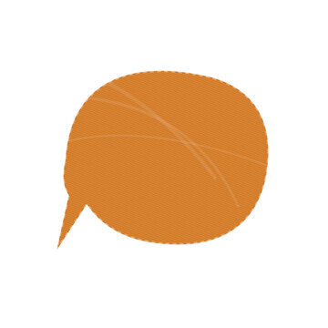 Orange speech bubble thought icon with leaf pattern isolated on transparent background