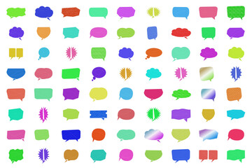 Fototapeta premium Set of colorful pixel art speech bubbles for chat and communication design isolated on transparent background