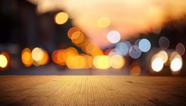 Warm Circle Of Bokeh On Walking Streen Blurred Background
