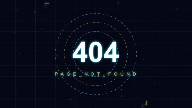 404 Error Page Not Found Digital Interface Animation for Web Design