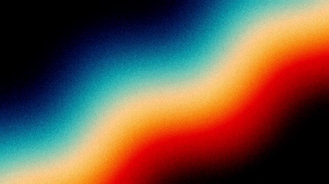 Vibrant VHS style colorful psychedelic grainy gradient color flow wave on black, music cover dance party poster design. Retro Colors. Flowing motion fluid animation. Grainy noise. Abstract neon shapes