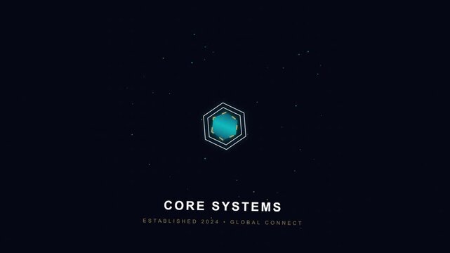 Abstract Hexagon Logo Animation with Digital Particles and Network Data