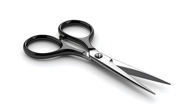 Sharp stainless steel scissors on white background.