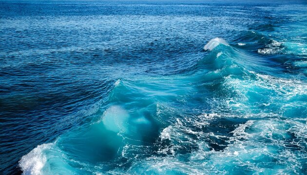 Pure Blue Turquoise Water Texture Of The Ocean Sea With Foam From And Waves