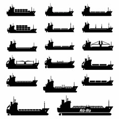 Ship vector collection isolated against crisp white background © Sketch