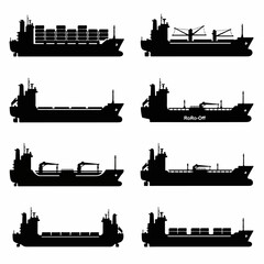 Ship vector silhouettes arranged in clean design collection © Sketch
