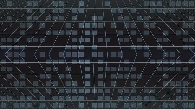 Abstract Digital Grid Patterns Forming Geometric Flow in Dark Technological Setting