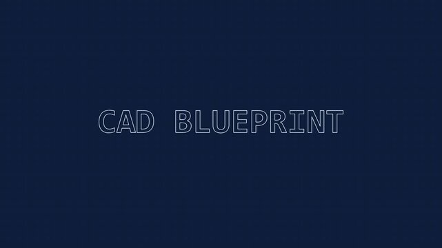 Cad blueprint engineering concept on dark blue grid animation 4k background, architecture technical