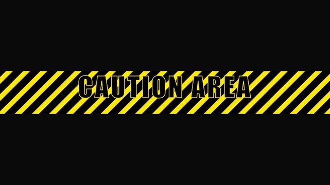 Caution area warning sign with yellow and animation 4k black industrial hazard stripes