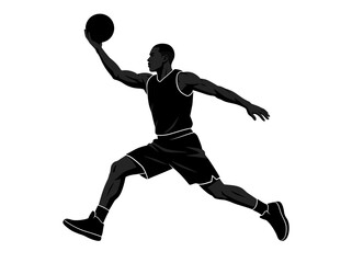 Basketball Player Silhouette Jumping for Layup © Anasani