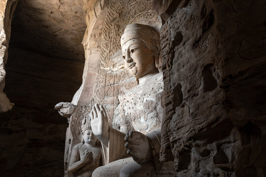 Yungang Grottoes Buddhist Statues in Datong, Shanxi, China