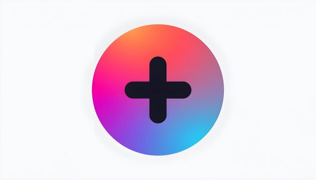 Colorful plus icon isolated on white background. Symbol for addition and creative design concepts.