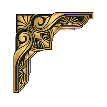 Elegant Gold Corner Ornament with Art Deco Style Floral Swirls for Luxury Invitations and Certificates