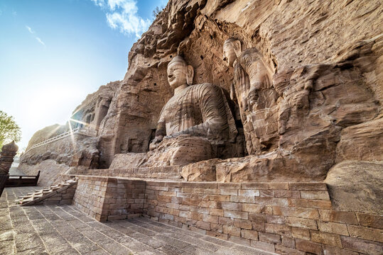 Yungang Grottoes Buddhist Statues in Datong, Shanxi, China
