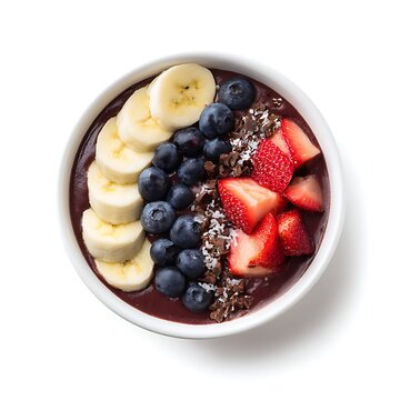 Acai Bowl On White Plate, , on a white backgroun
