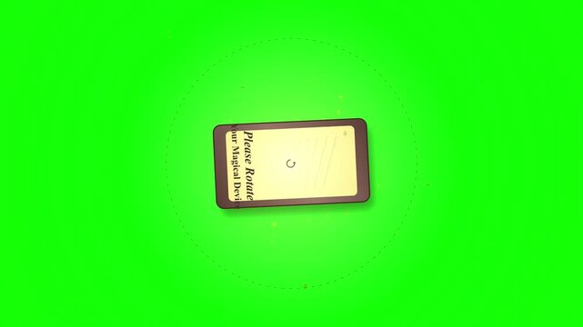 Smartphone rotating with text animation on a chroma key green background