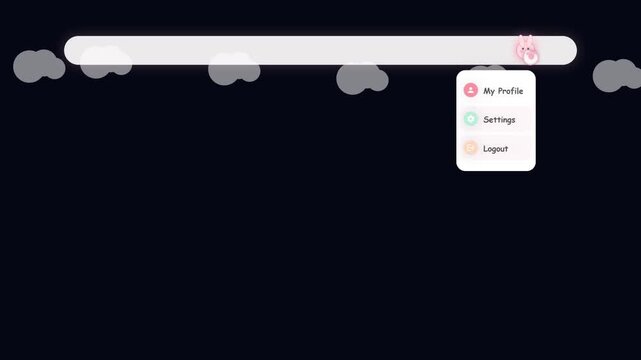 Cute Rabbit User Profile Interface Animation with Dropdown Menu