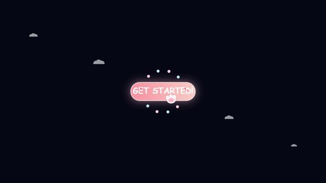 Animated cute paw button with get started text for digital interface