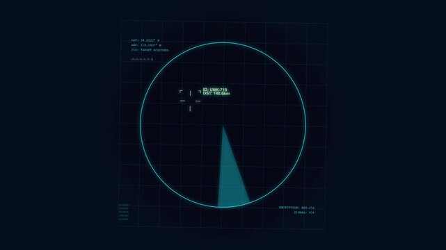 Digital radar interface showing target acquisition and scanning system