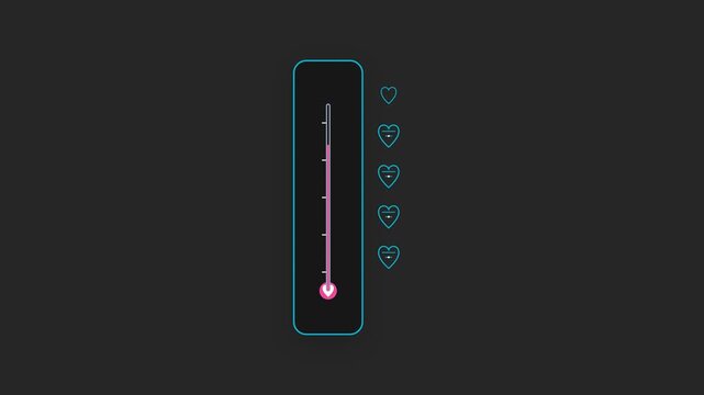 Digital Thermometer Interface Animation Showing Rising Temperature Levels.