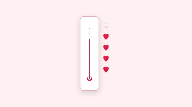 Animated Love Meter Slider Interface Showing Increasing Heart Levels.