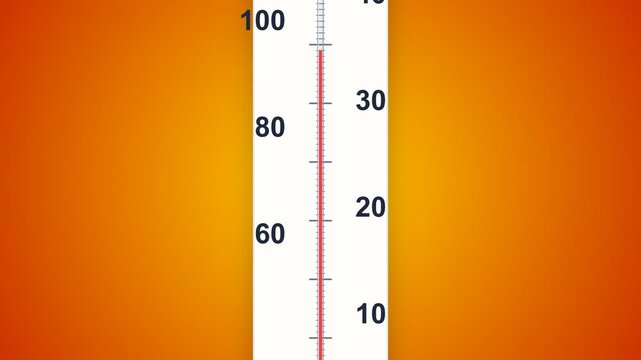Close up view of a thermometer rising to indicate increasing temperature levels.