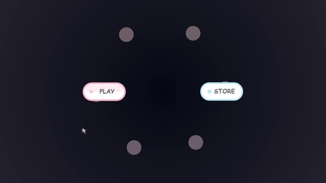 Interactive Game Menu Screen with Cursor Moving Over Buttons