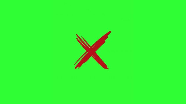 Animated red X symbol for denial, prohibition, failed status, and warning notifications.

