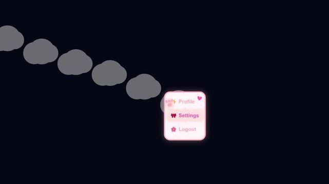 Kawaii Cat Paw Icon Animating a Minimalist Pink User Interface Menu
